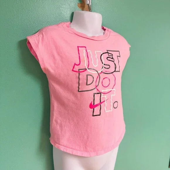 Nike Light Pink “Just Do It” Graphic Tee Toddler Girls Size 4T - Picture 3 of 7